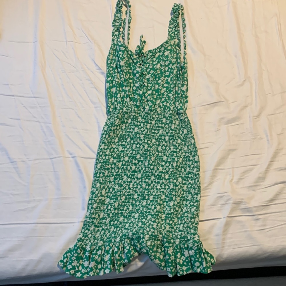 ASOS Bershka Green Floral Mini Sundress